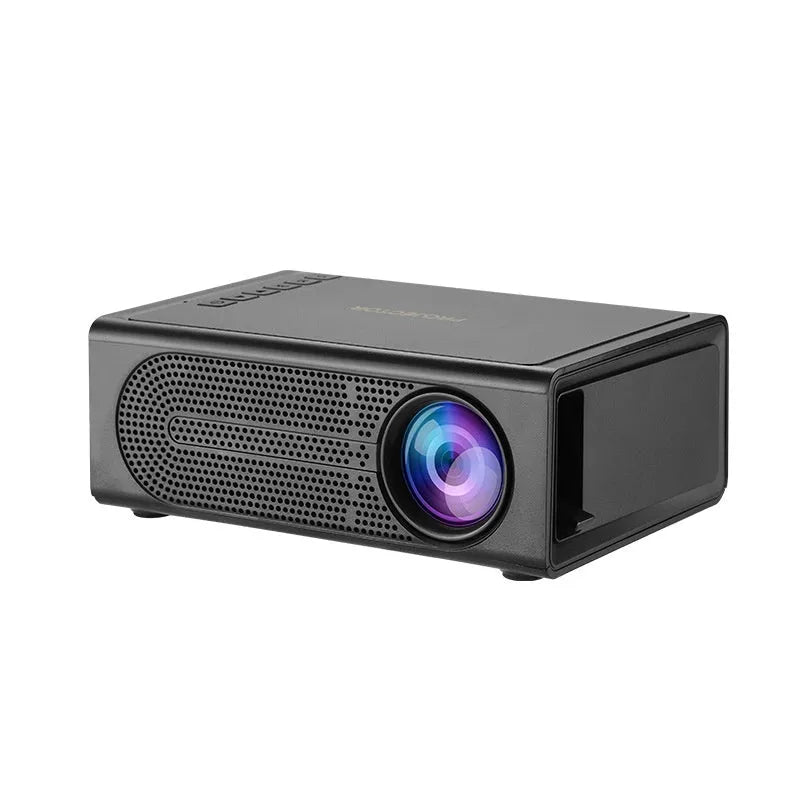 Portable mini projector in black or white with wired mobile phone connection for stable projection