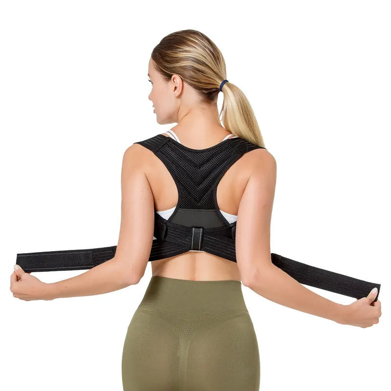 Black anti-humpback correction belt for posture support during sports activities