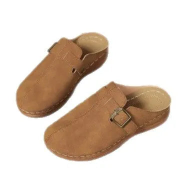 Women's lightweight outdoor casual wedge slippers in black with cloth upper and closed toe design
