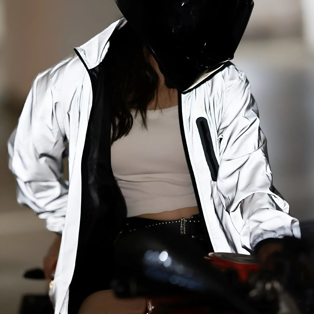 Waterproof polyester long-sleeved top in BL220 Silver colour with windproof function