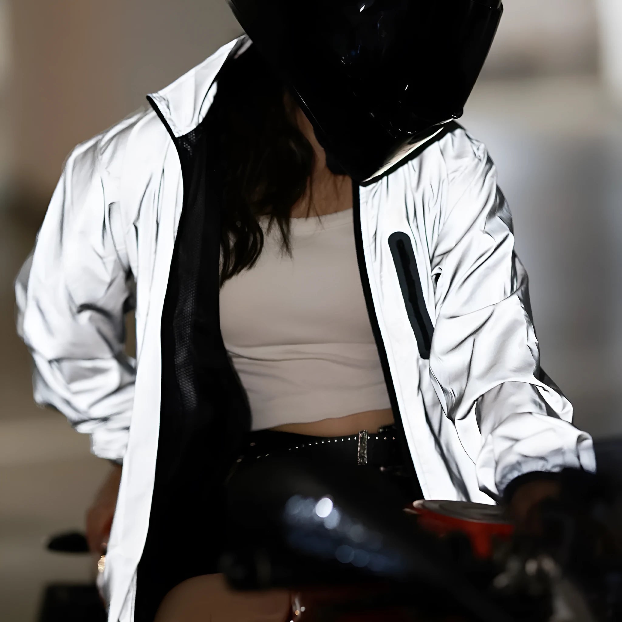 Waterproof polyester long-sleeved top in BL220 Silver colour with windproof function
