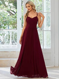 Sling Banquet long pleated dress in light green, A-line skirt, sleeveless design, casual style