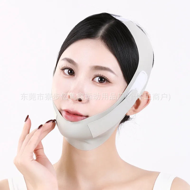 Green and purple lightweight V face shaping mask for facial lifting and tightening.