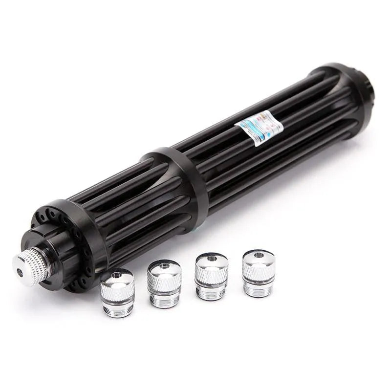 Black aluminium tactical flashlight with laser indicator and tail switch, 23mm diameter