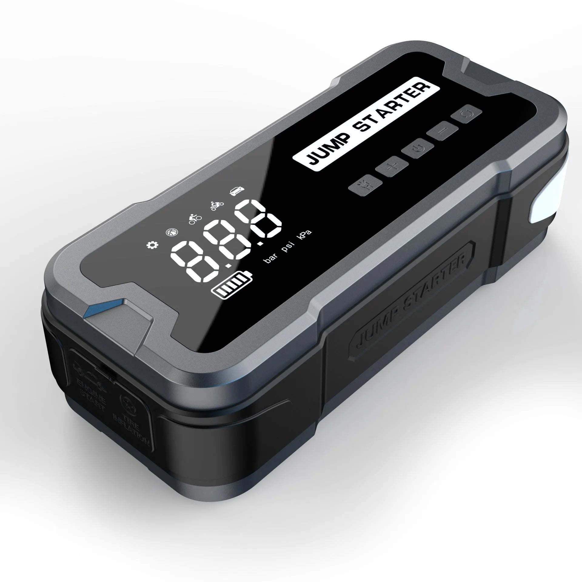 CY53 model car jump starter and tyre inflator combo unit with digital display screen