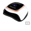 BLUEQUE V3 168W UV LED nail lamp with 42 gold wire beads, 23.5cm x 20cm x 8cm ABS plastic body, EU or US plug.