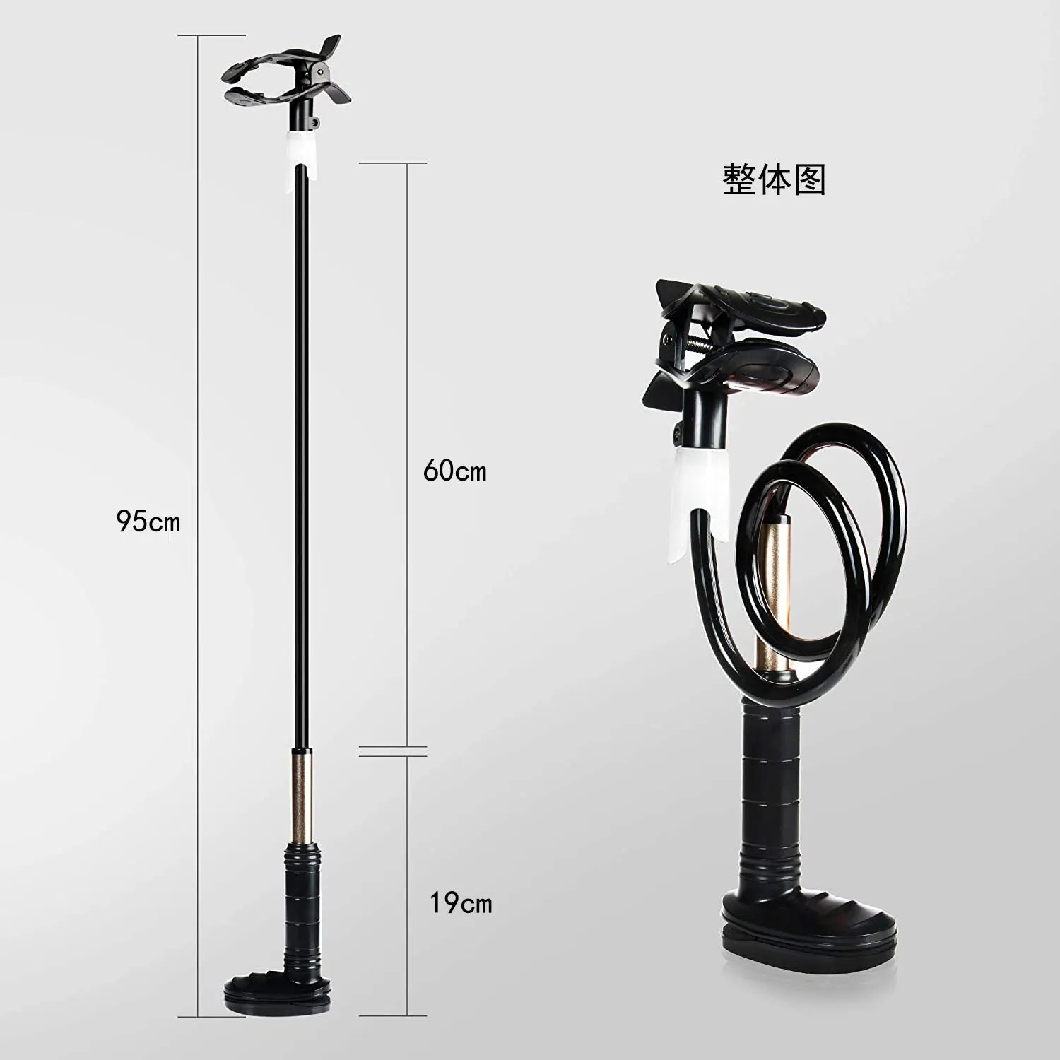 95cm aluminium alloy ventilator hose bracket in black or white for bedside medical equipment mounting