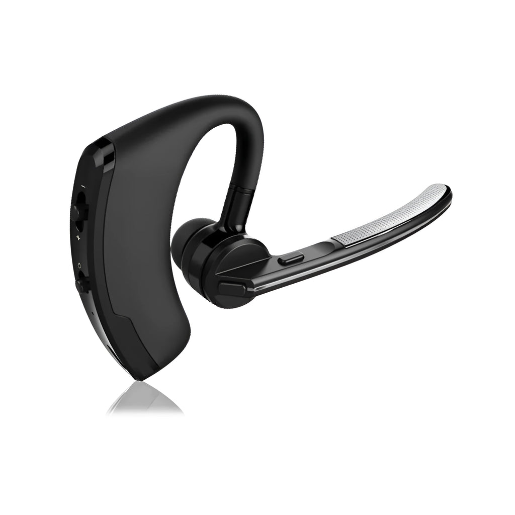 V9 Jerry style Bluetooth headset with single earbud and microphone on a soft black cable.