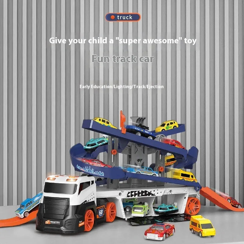 Children's battery-powered launch missile truck toy with catapult shell car and deformation track car, plastic vehicle for ages 4-6
