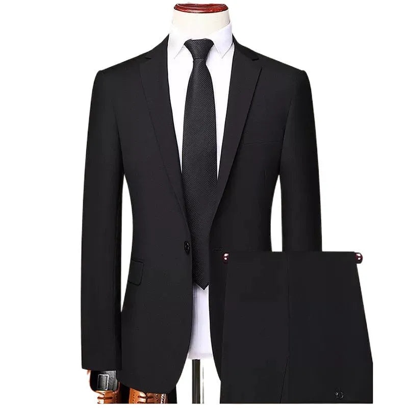 Men's Korean style slim fit three-piece suit set in business formal style