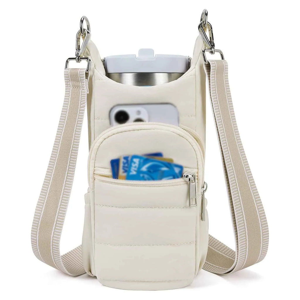 Cloth bicycle water bottle bag in modern simplicity design available in black, pink and beige colours