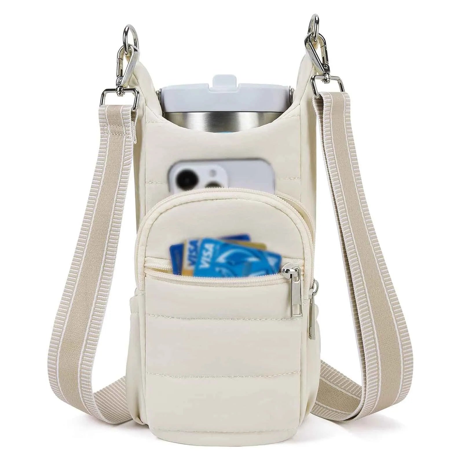 Cloth bicycle water bottle bag in modern simplicity design available in black, pink and beige colours