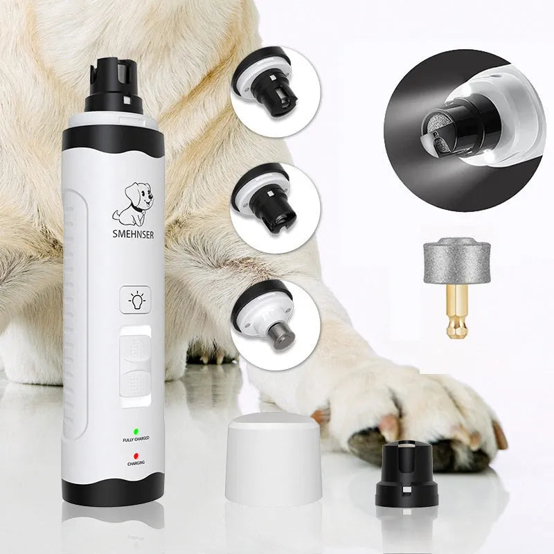 Pet automatic nail piercing device with LED display and dust collection for dog grooming