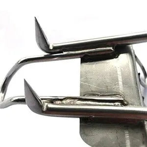 Pair of 304 stainless steel tree climbing spikes with sharp claws and two fastening straps