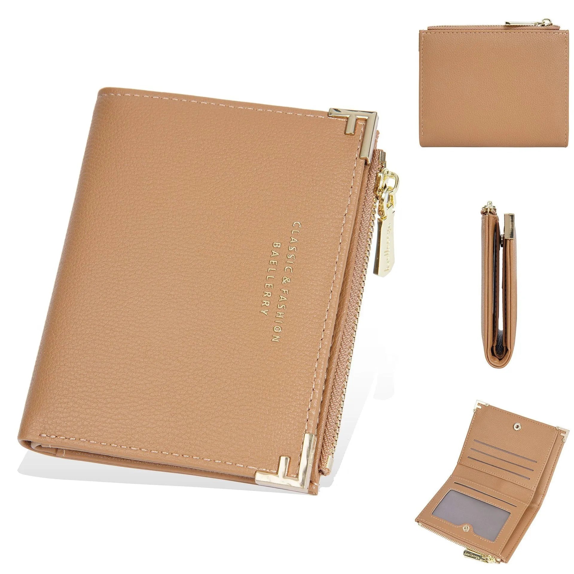 Women's PU leather wallet with multiple card slots and coin compartment in various colours