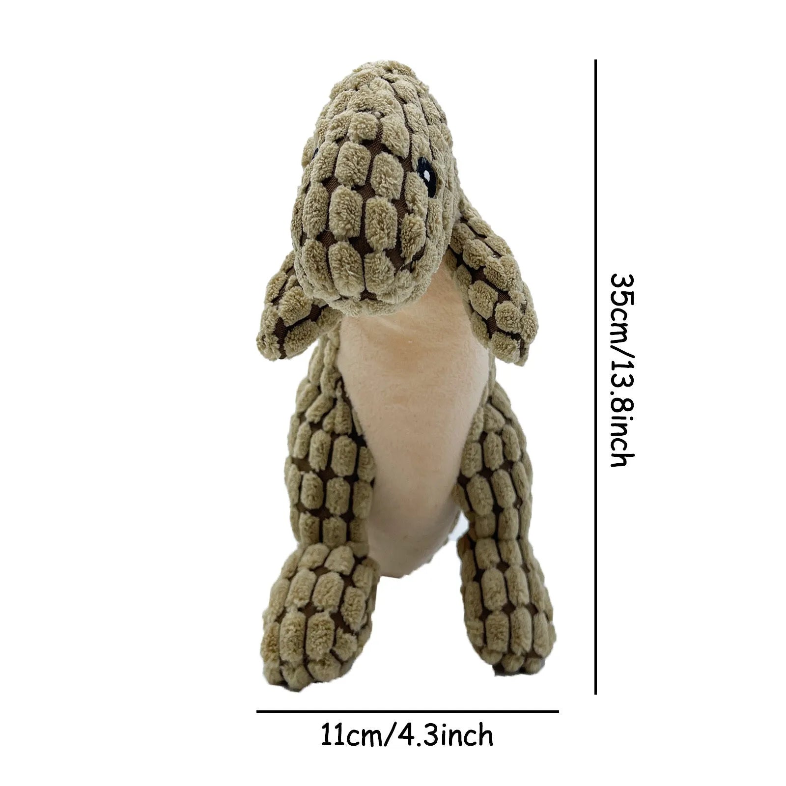 Interactive dog toy with sound mechanism, bite-resistant construction, measuring 35x22x11cm