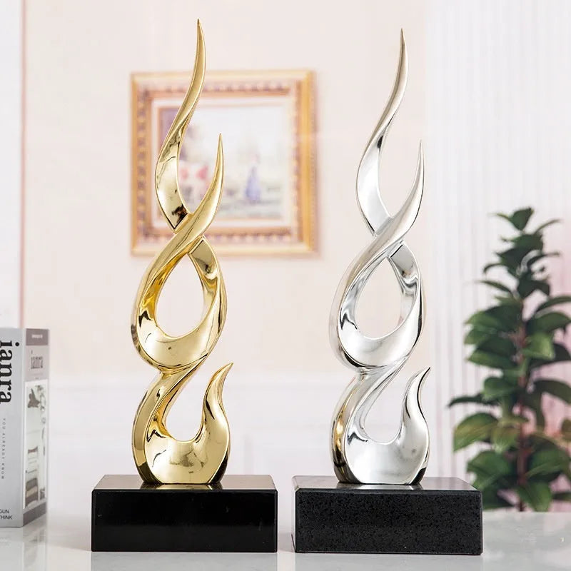 Resin festival decoration ornament with half-handmade construction in bright gold finish