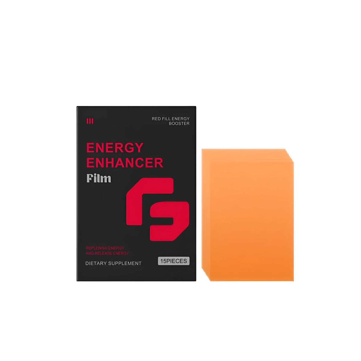 Energy enhancer film tablets with six botanical extracts in 15-piece packaging