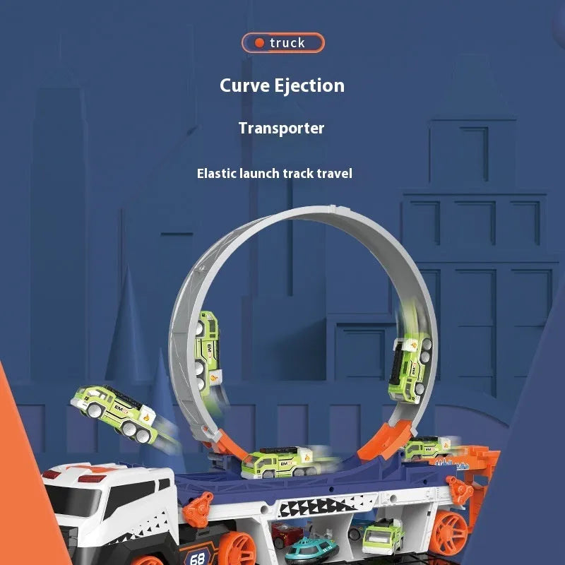 Children's battery-powered launch missile truck toy with catapult shell car and deformation track car, plastic vehicle for ages 4-6