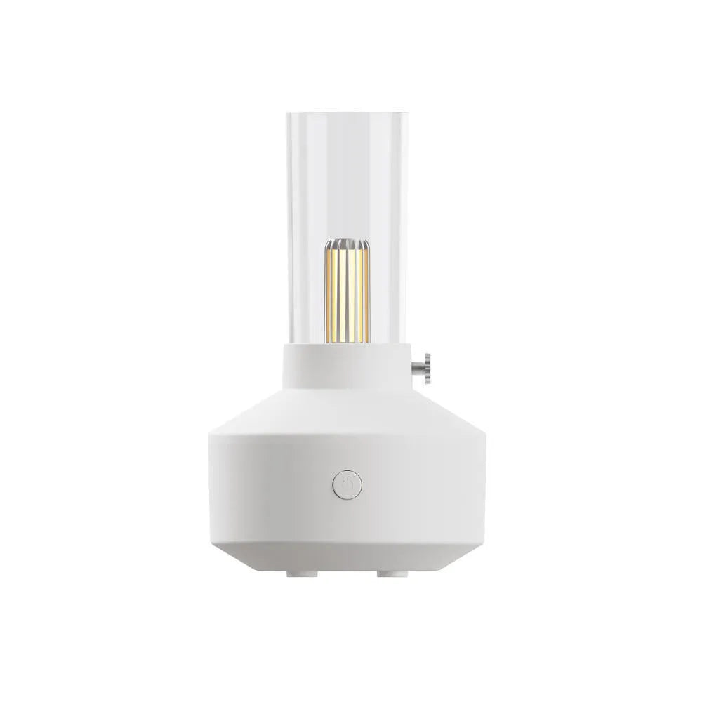 Retro 150ml ultrasonic humidifier with candlelight night light, black or white, USB aroma diffuser