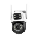 Outdoor home security camera system with wireless dual-screen monitor for remote property surveillance
