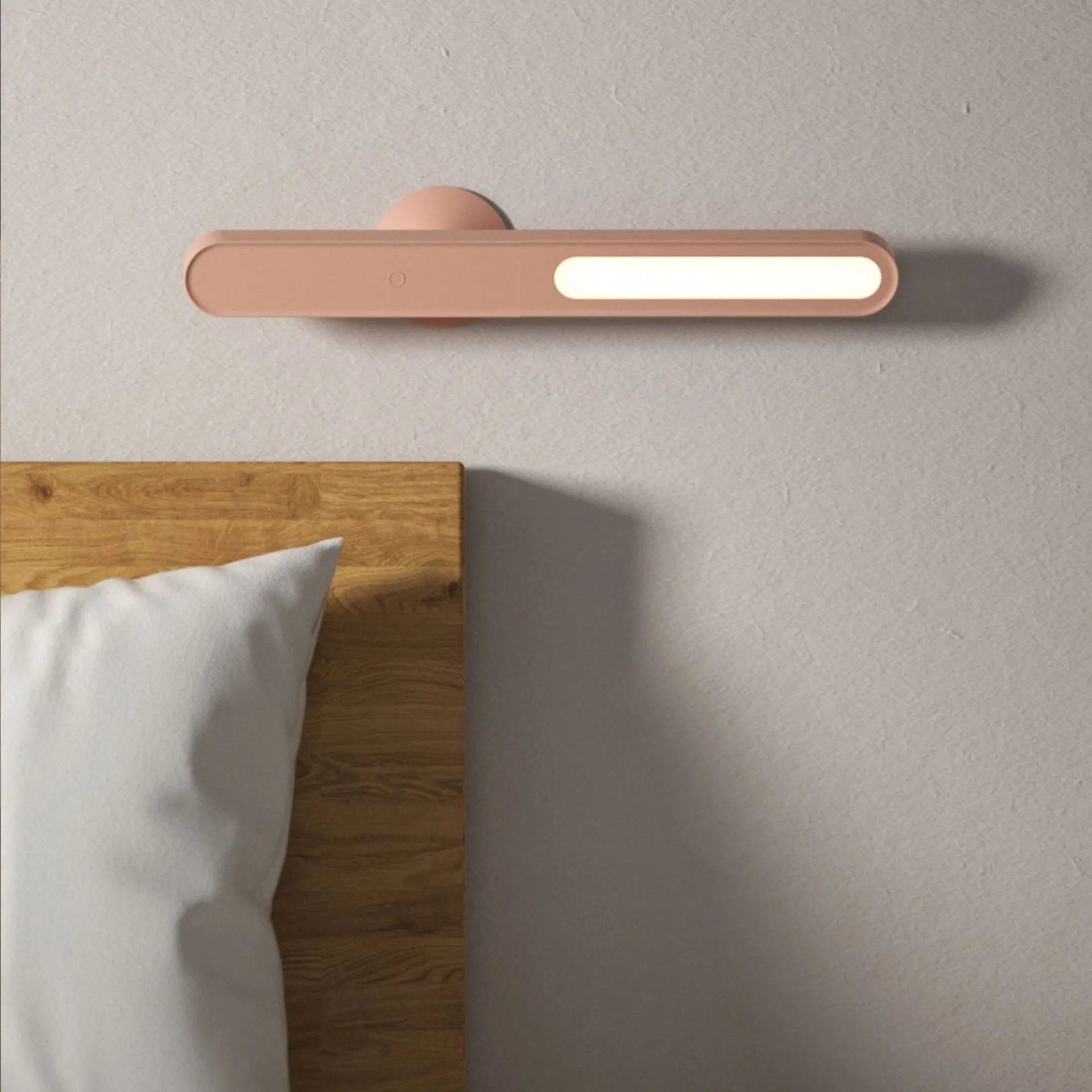 Geometric desk lamp with magnetic suction base and touch control in white or khaki colour
