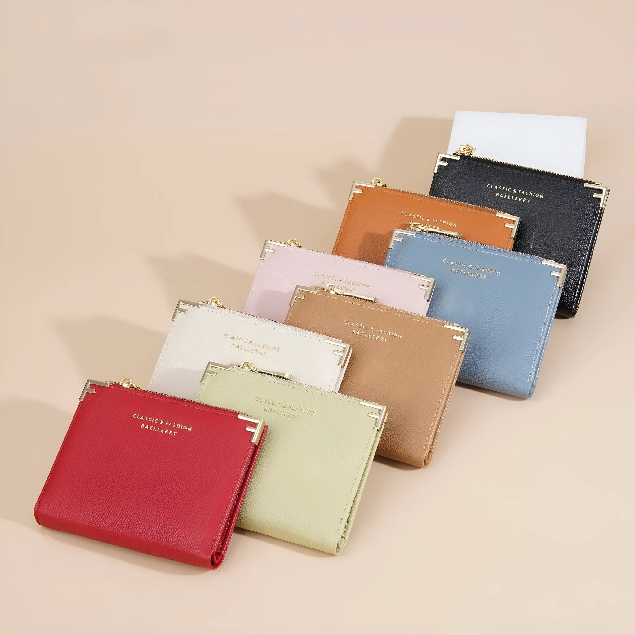Women's PU leather wallet with multiple card slots and coin compartment in various colours