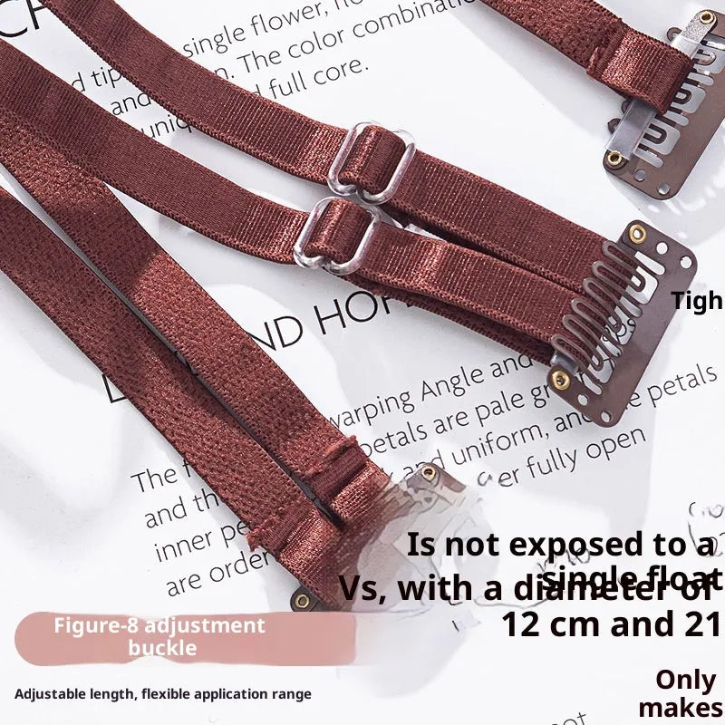 Nylon face lifting strap with invisible clip, one size, shown in black brown or apricot single or double strap