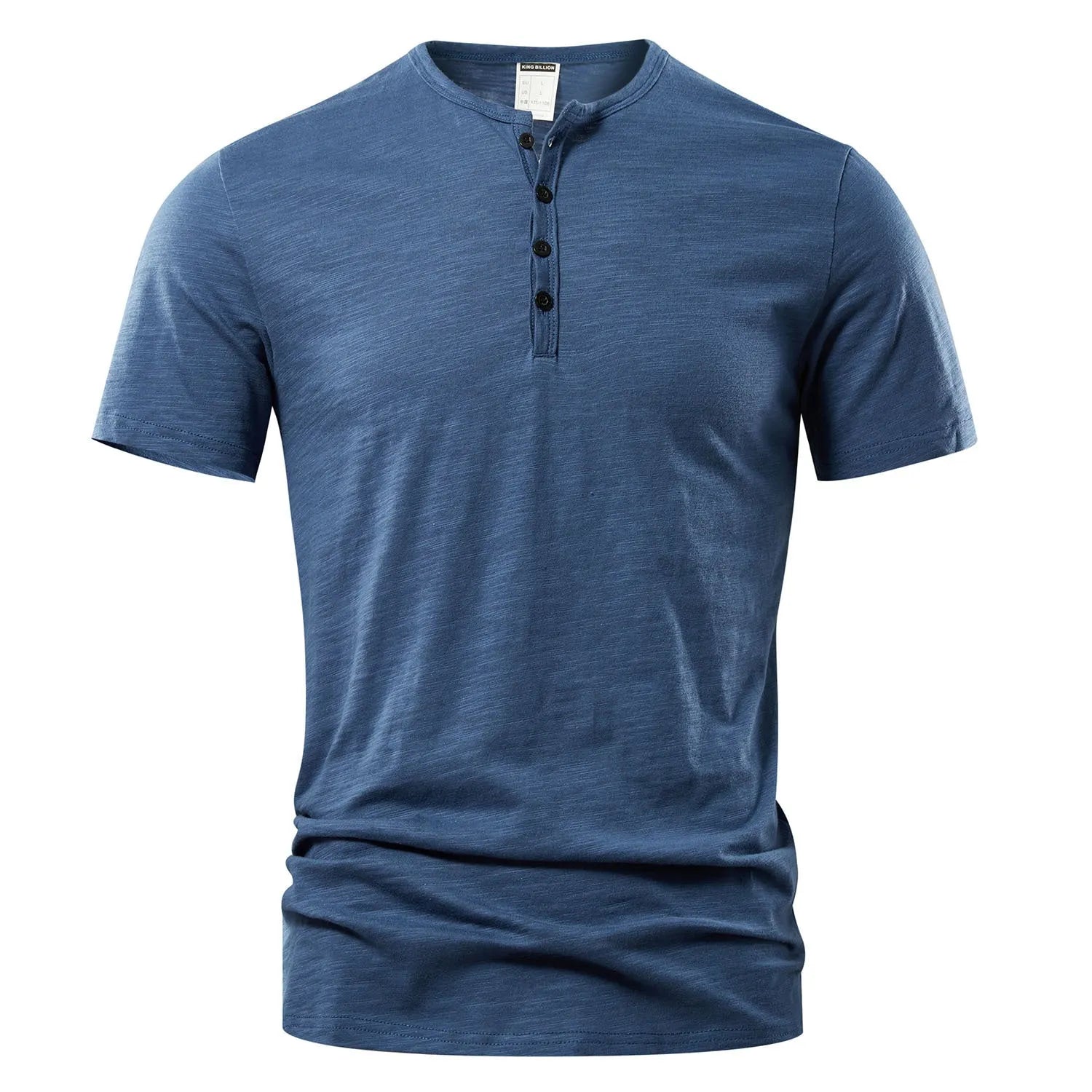 Men's slub cotton short sleeve t-shirt in British-style pullover design with textured fabric