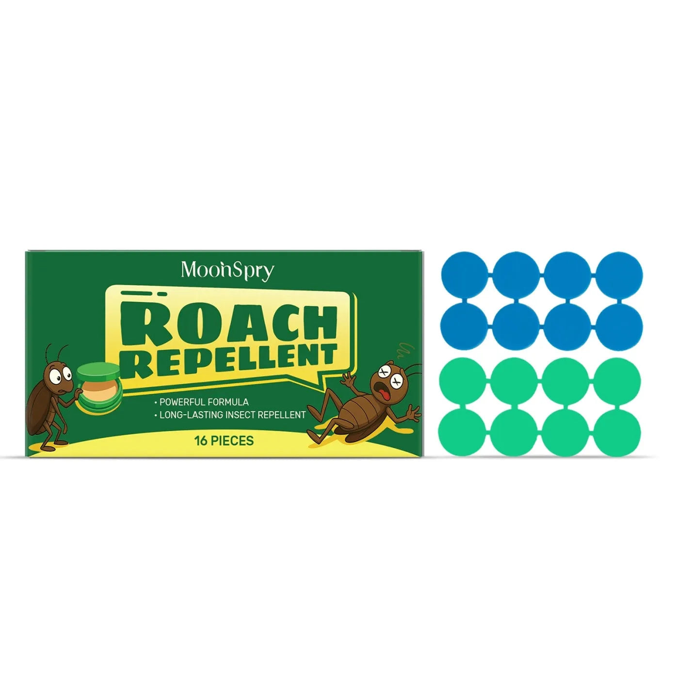 Roach repellent bait paste kit with 16 adhesive-backed stations for cockroach control