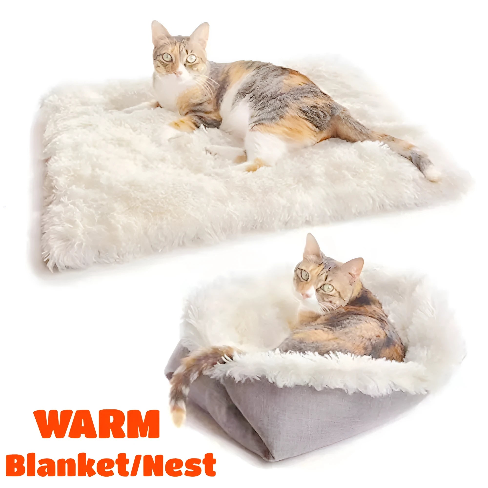 Grey double layer pet blanket nest with fluffy plush top and black non-slip bottom.