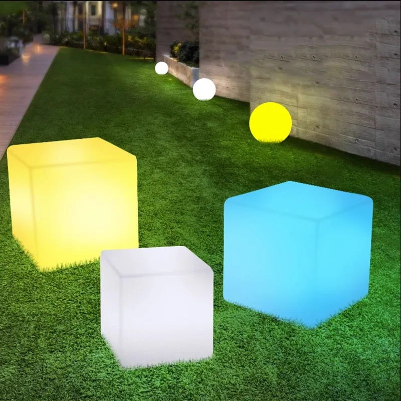 Square LED cube light in outdoor setting with IP65 waterproof rating and modern design