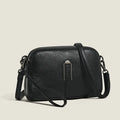 Genuine leather women's shoulder bag in horizontal square shape measuring 19x13x6cm