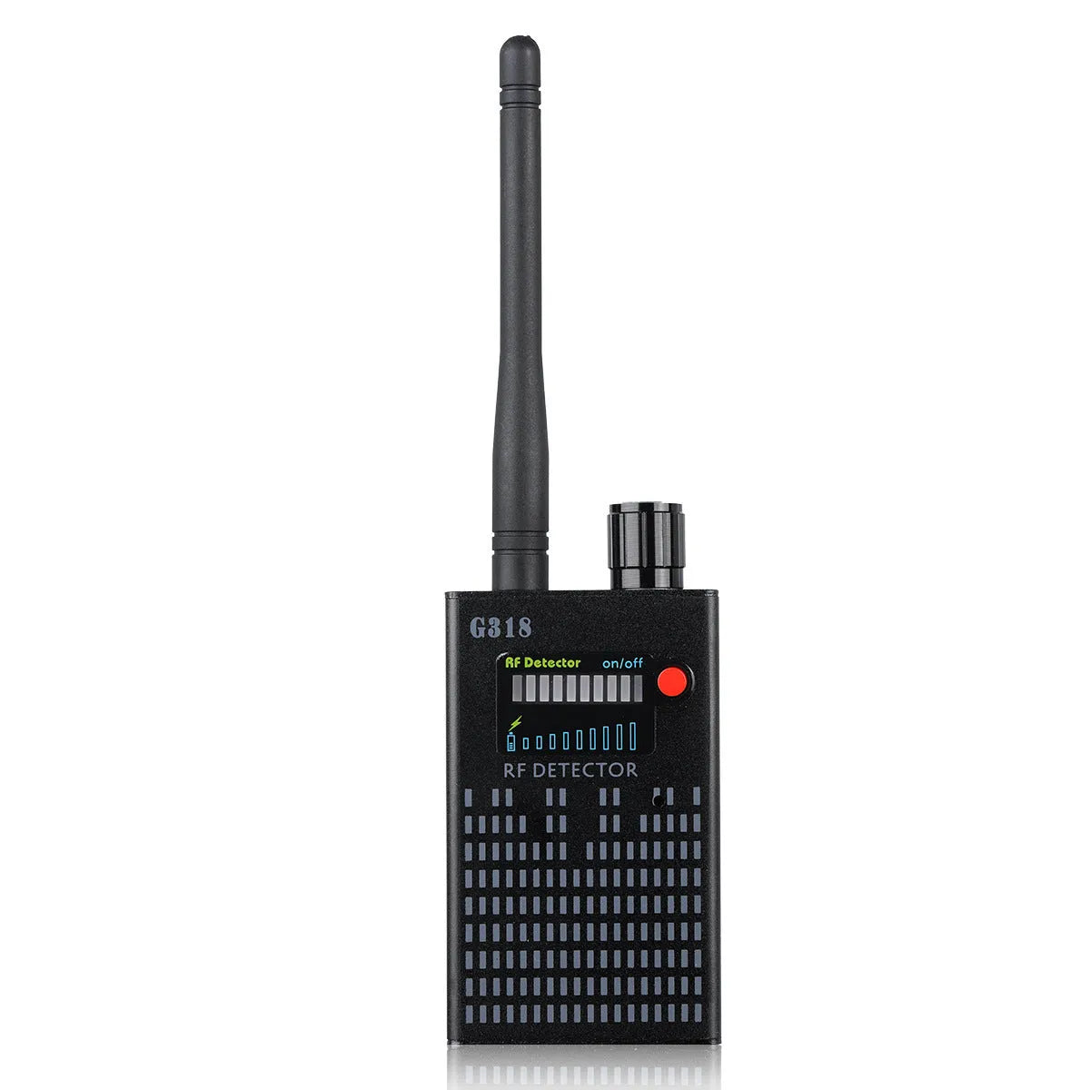 Black aluminium alloy G318 camera detector with 102mm length, 52.5mm width, 21.5mm thickness dimensions