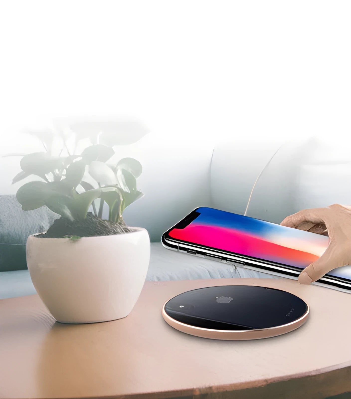 Ultra-thin aluminium alloy wireless charger in four metallic colour options