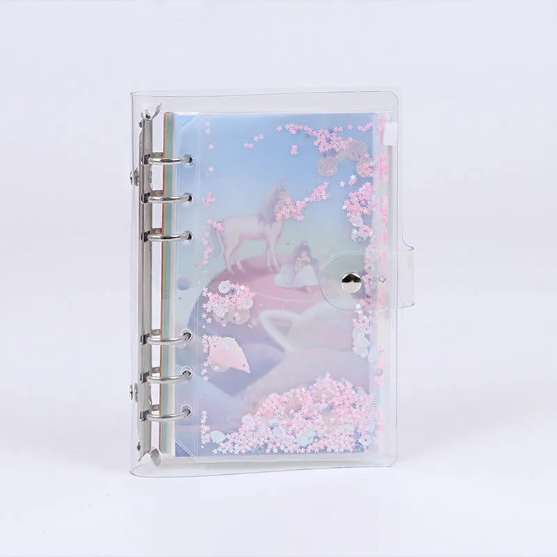 Metal binder shell with PVC cover in Alice Castle colour showing pull side bag accessory and Daolin paper pages