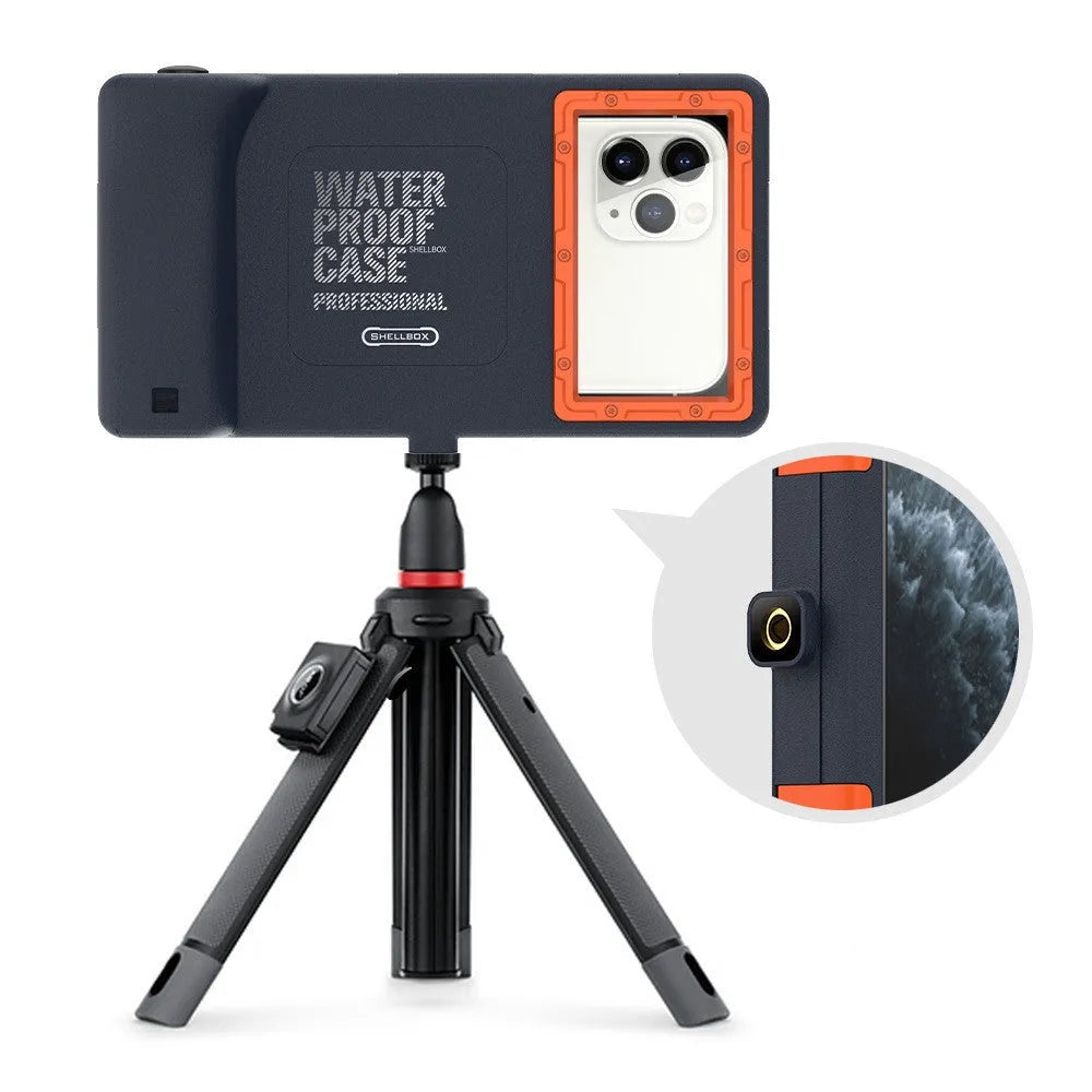 Orange waterproof mobile phone case compatible with iPhone and Samsung devices