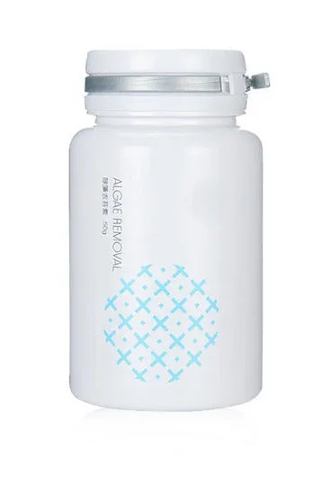 50g bottle or packet of algaecide for swimming pool and aquarium algae control.