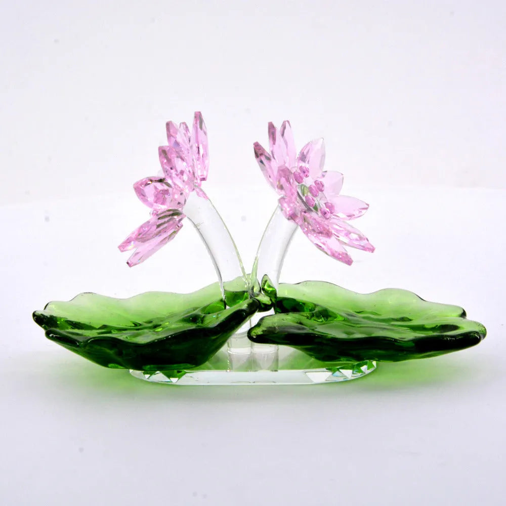 Pink carved white crystal ornament paperweight, sandblasted finish, 95mm x 40mm x 60mm, 580g