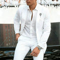 Men's white two-piece slim fit suit for weddings and business, sizes XS to 5XL