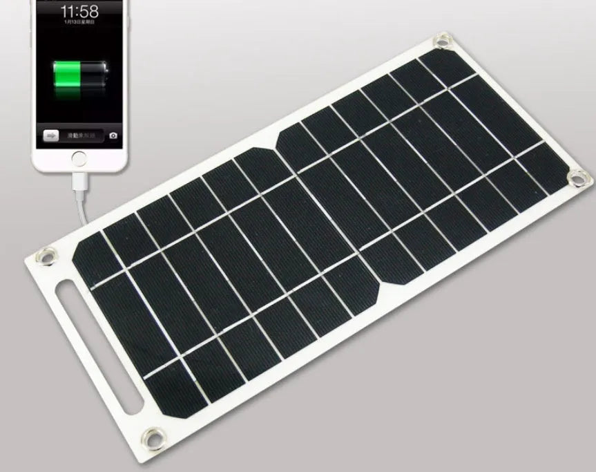 Semi-flexible 5V 6W single crystal solar panel with PET packaging and integrated voltage regulator, 128g