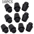 Black rubber automotive buffer clips for vibration reduction in vehicle interiors and engine compartments