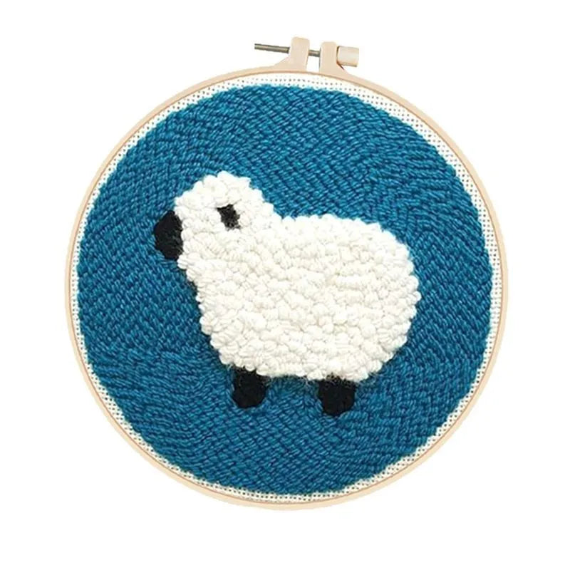 Chinese-style white poke embroidery string art kit with embroidery frame.