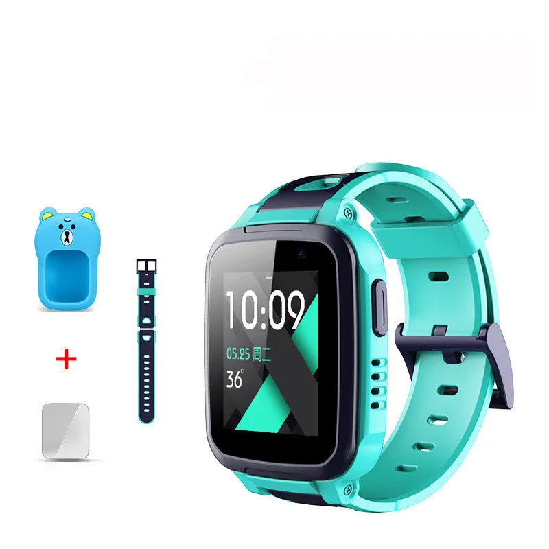 SE5 children's phone watch with stainless steel wristband showing blue colour option