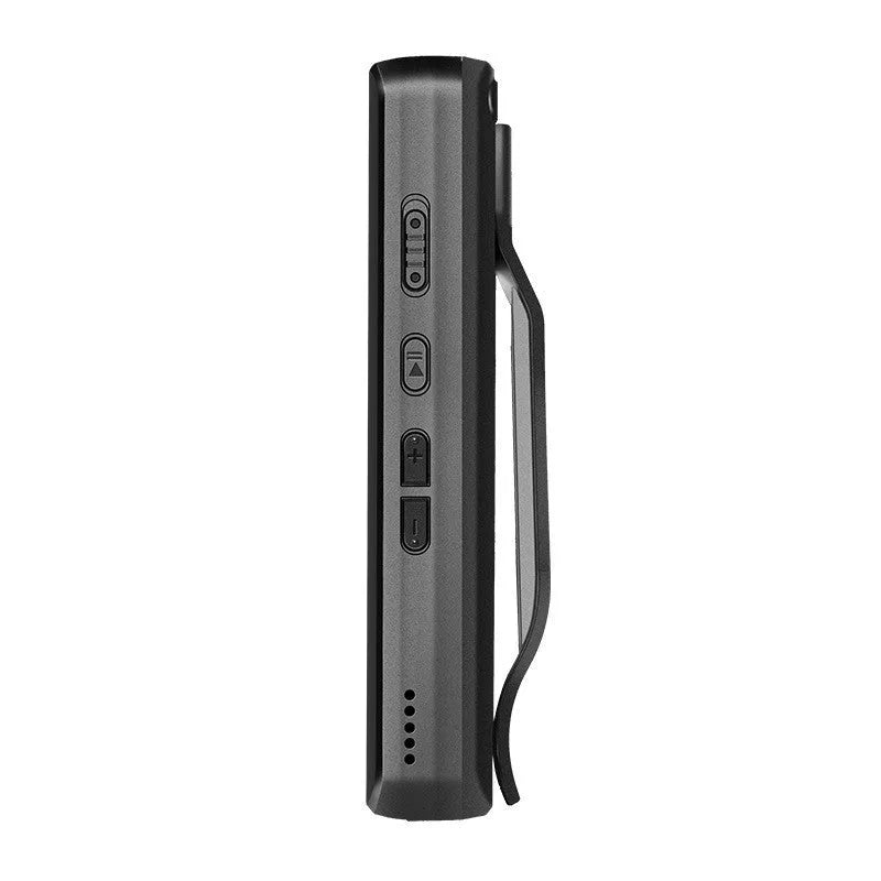 DSJ-S11 black body worn camera showing display screen, wide-angle lens, and compact dimensions