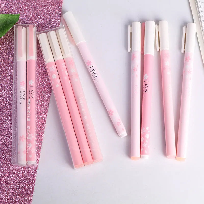 Sakura gel pen set showing 0.38mm and 0.5mm needle tip sizes in plastic body with refillable cartridge design