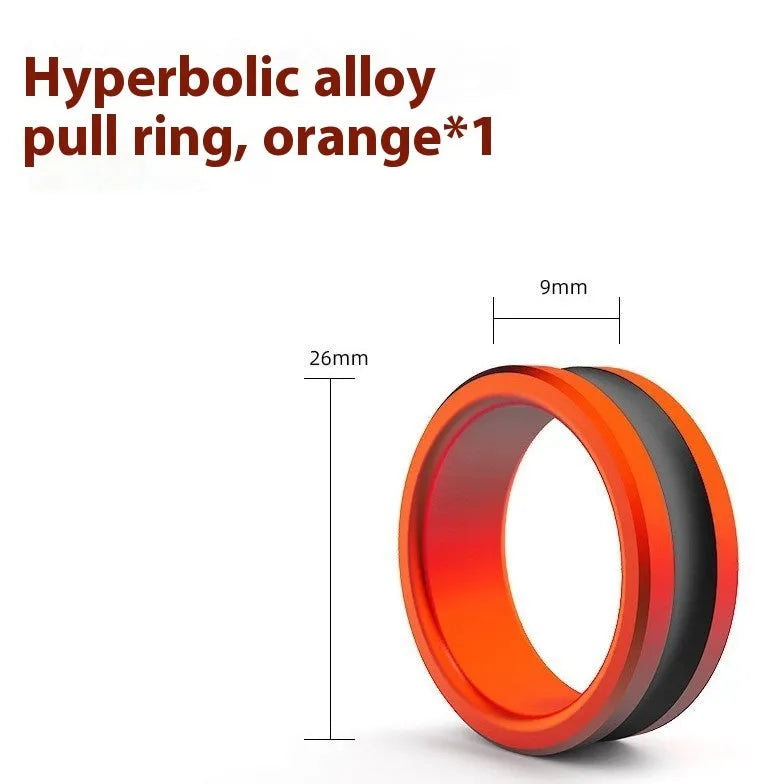 Alloy fishing hand guard tool with non-slip pull loop in orange and silver colour options