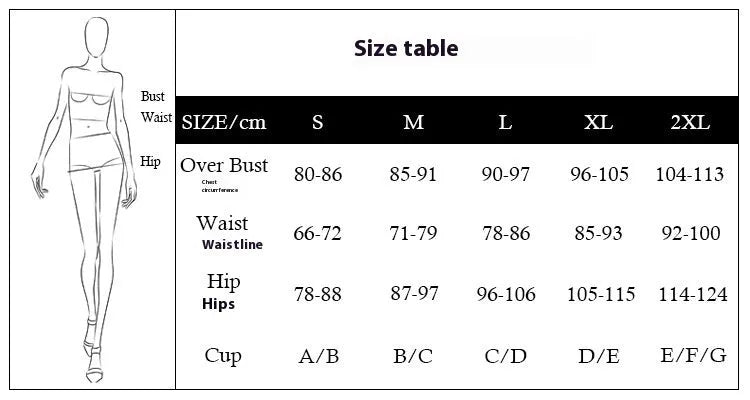Women's three-piece bikini swimsuit in nylon fabric, shown in black, white, pink, and orange red colour options.