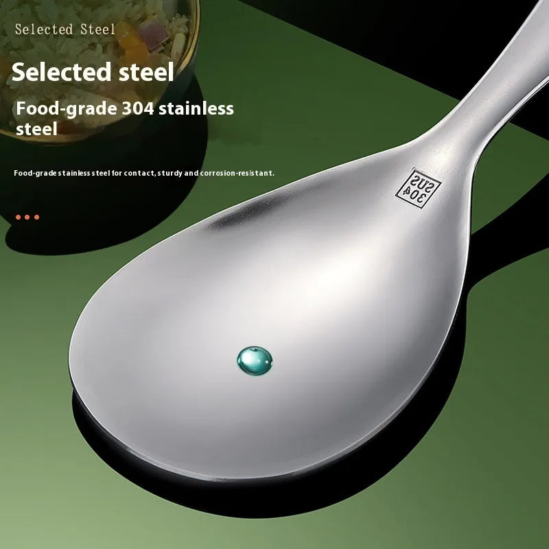304 stainless steel meal spoon with solid colour finish and simple design for adult household use