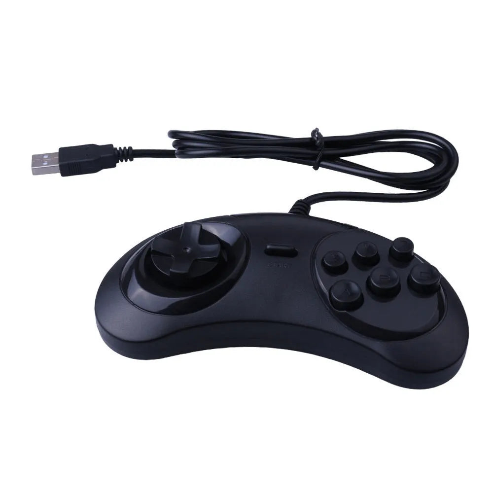 Black Sega USB PC game controller with 1.8-metre cable showing 15.5cm width